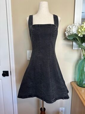 Abercrombie & Fitch Black Mila Squareneck Denim Mini Dress size XS